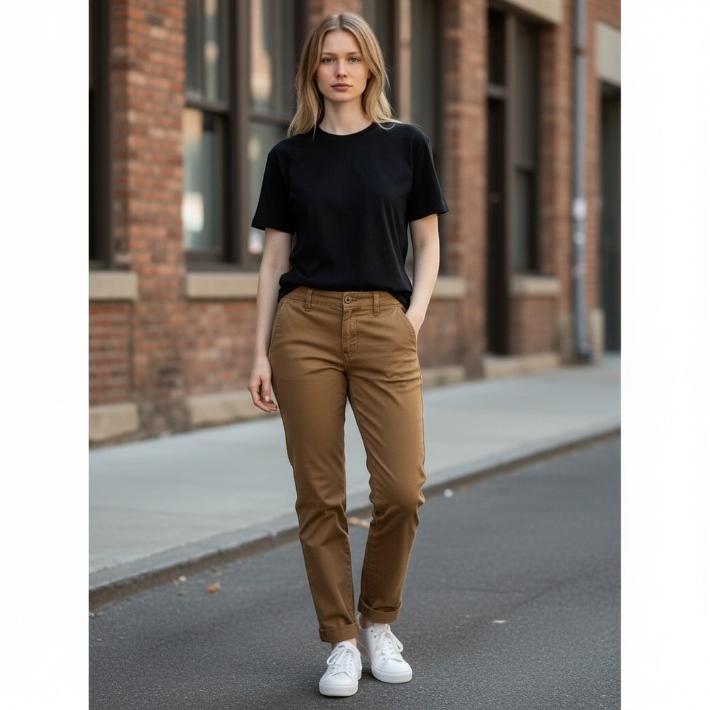 Ralph Lauren Chino Pants Women 12 Brown Tan Straight Leg Flat Front Trousers